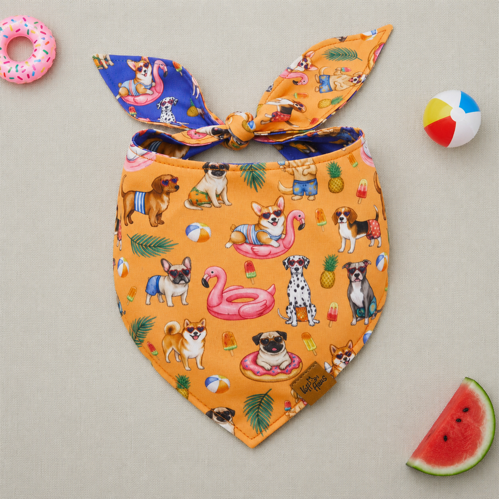 Bandana réversible « Pool Pawty » pour chien